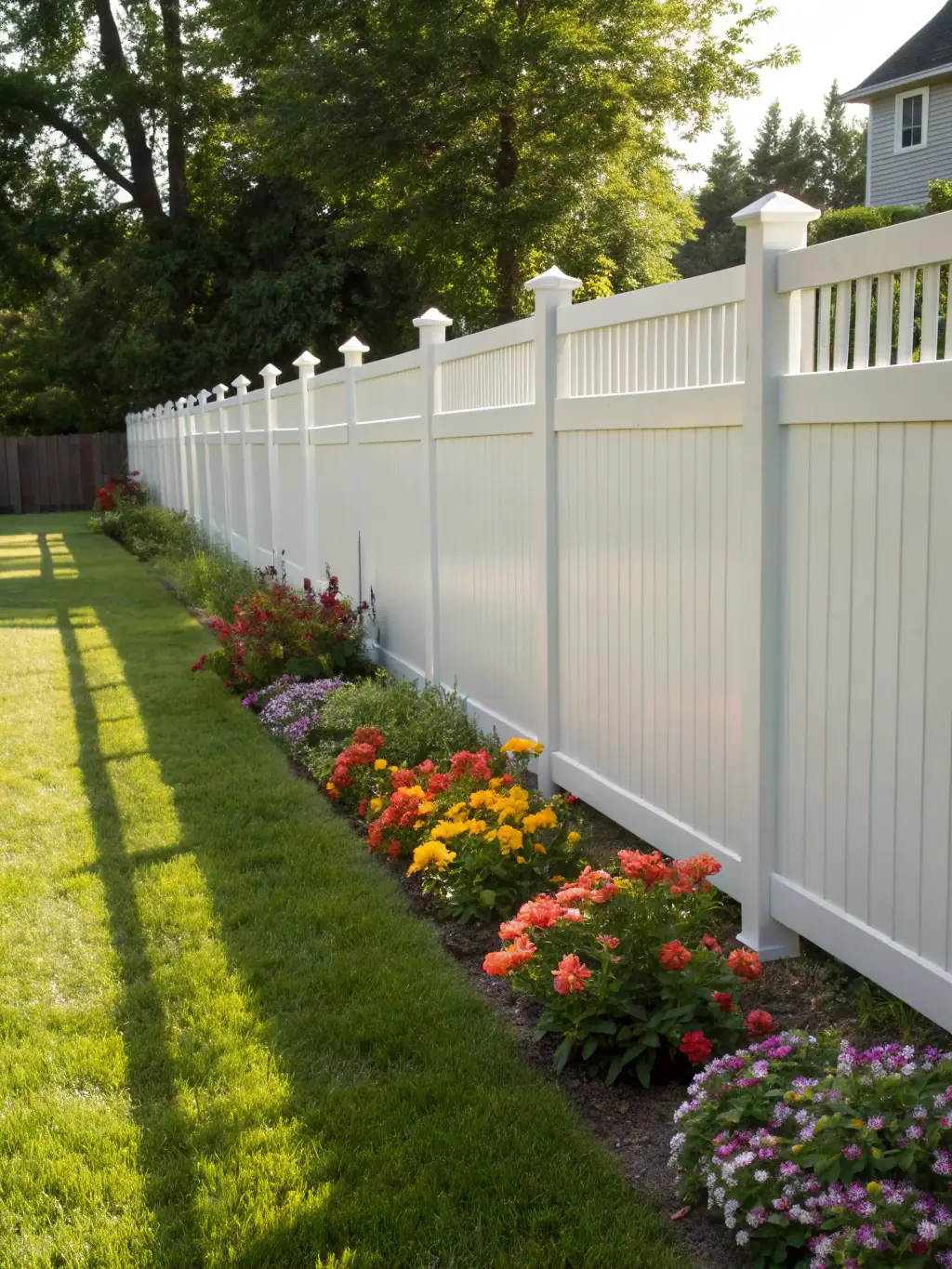 A variety of vinyl fence styles and colors are displayed against different Hawaiian home styles, showcasing the aesthetic versatility of vinyl fencing.
